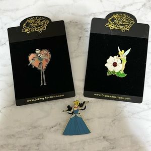 Disney Trading Pin set of 3. Jack Skeleton, Tinkerbell and Cinderella